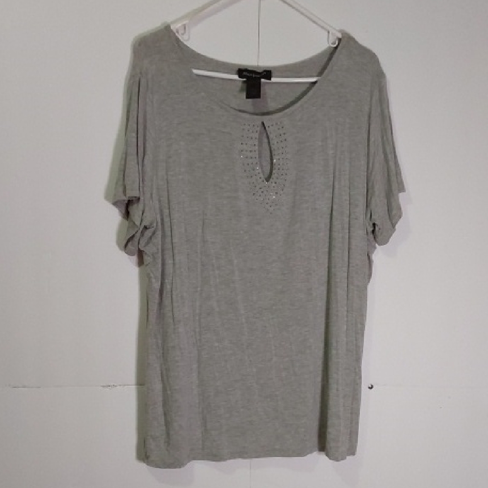 Ashley Stewart Light Gray Short Sleeve Top